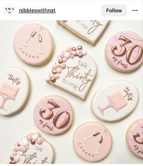 30th Birthday Cake For Women, 30th Birthday Party Themes, Birthday Biscuits, 30th Birthday Ideas For Women, 30th Bday Party, 30th Birthday Themes, 30th Birthday Bash, Champagne Birthday, 30th Birthday Decorations