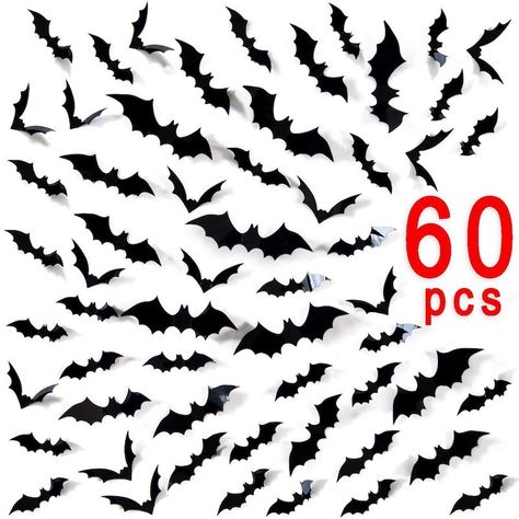 Halloween Party Scary, Bat Decorations, Halloween Bat Decorations, Bat Wall, Diy Wall Decals, Kids Rooms Diy, Halloween 3d, Bat Halloween, Black Pvc