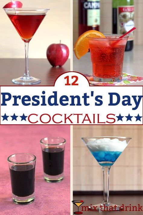 Presidential Recipes, Between The Sheets Cocktail, Patriotic Drinks, Presidents Day Weekend, Day Cocktails, American Cocktails, Neighborhood Party, Drink Names, Cocktail Names