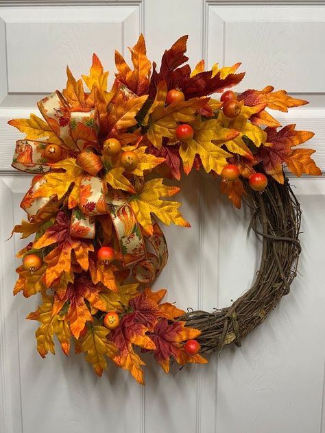 Making Doors, Farmhouse Wreaths, Easy Fall Wreaths, Wreaths Fall, Fall Decor Wreaths, Fall Thanksgiving Wreaths, Fall Grapevine Wreaths, Witch Wreath, Autumn Wreaths For Front Door