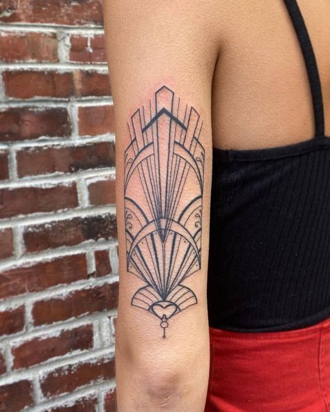 101 Best Amazing Art Deco Tattoo Ideas You Need To See! - Outsons Colored Ornamental Tattoo, Art Deco Tattoo Geometric, Art Deco Tattoo Sleeve, Art Deco Tattoo Woman, 1920s Tattoo, Art Nouveau Tattoo Design, Max Tattoo, Deco Tattoo, Art Deco Tattoo