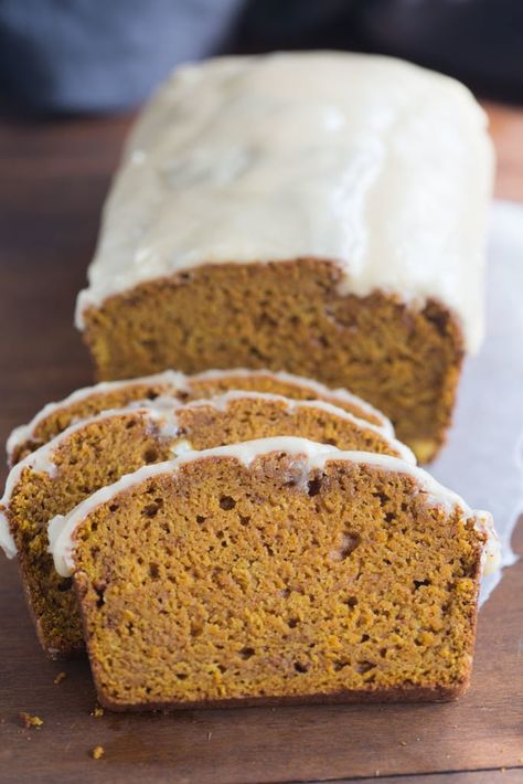 Pumpkin Bread with a Brown Butter Maple Glaze Gingerbread Loaf Recipe, Pumpkin Syrup, Tastes Better From Scratch, Moist Pumpkin Bread, Pumpkin Loaf, Streusel Muffins, Pumpkin Banana, Spice Cake Mix, Pumpkin Roll