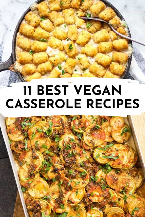 Check out these best vegan casserole recipes. Learn how to make a healthy vegan caserole that you will love! These are 11 delicious vegan casseroles you make right at home. Easy vegan casseroles for dinners, Thanksgiving, and more! Vegan Casserole Thanksgiving, Vegetarian Fall Casseroles, Vegan For A Crowd Easy Recipes, Healthy Casserole Recipes Dairy Free, Vegan Holiday Main Dish, Vegan Casseroles Plant Based, Vegan Bean Casserole, Vegan Meal For A Crowd, Vegan Fall Casserole Recipes