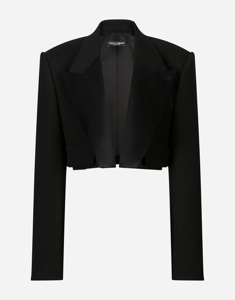 Short double wool tuxedo jacket: Black Duchesse peak lapels Long sleeves Faux flap pockets Silk satin lining Button fastenings The piece measures 42 cm from the center back on a size IT 40 The model is 175 cm tall and wears a size IT 40 Made in Italy Haute Couture, Couture, Bar Jacket, Blazers Black, Classic Tuxedo, Calf Length Skirts, Lace Midi Skirt, Calf Length Dress, Tuxedo Jacket