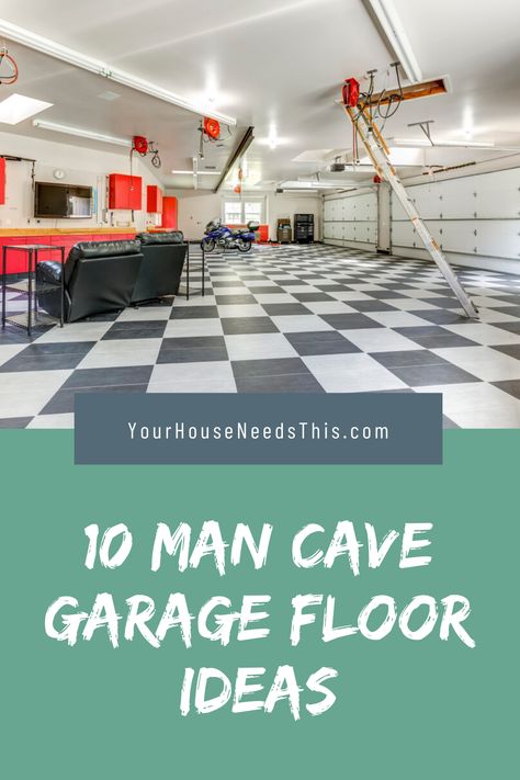 10 Man Cave Garage Floor Ideas Today we show you some amazing inspirations and ideas on how to decor your basement and man cave area. #house #homediy #home #decor #decorideas #housedecor #basement #mancave Man Cave Flooring Ideas, Basement Mancave, Garage Floor Ideas, Man Cave Colors, Concrete Cleaner, Garage Epoxy, Rustic Man Cave, House Needs, Wet Dry Vac