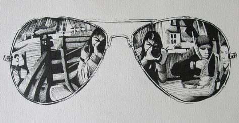 https://flic.kr/p/3Khq2z | Sunglasses | Drawing made with my Staedtler Pigmentliners (0.05, 0.2 and 0.6 mm nib size) Cat Eyes, Drawing Sunglasses, Sunglasses Drawing, Reflection Drawing, Reflective Sunglasses, Reflection Art, Heart Sunglasses, Cool Sunglasses, Aviator Sunglasses