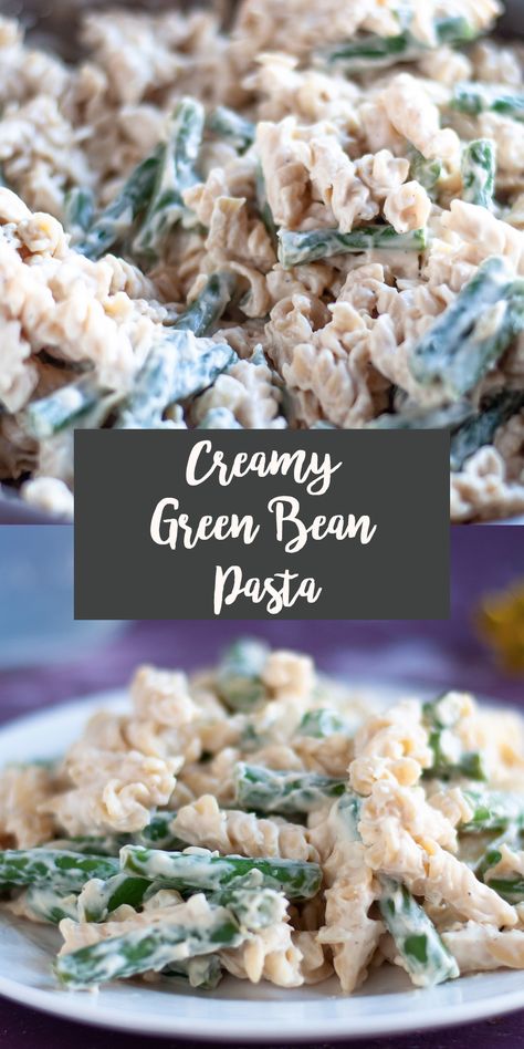 This rich creamy green bean pasta takes less than 30 minutes to cook! Perfect for when you’re craving something a little more decedent for dinner.  #dinner #recipes #pasta #glutenfree #vegan #dairyfree #veganrecipes #greenbean #vegetarian Green Bean Pasta Recipes, Green Bean Pasta, Dinner Recipes Pasta, Asparagus Pasta Recipes, Bean Pasta Recipes, Pasta With Green Beans, Sweet Easy Recipes, Creamy Green Beans, Chicken Green Beans