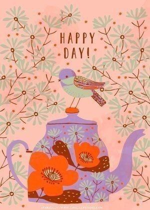 Tea Illustration, Good Morning Greeting Cards, Coffee Cup Art, Jewelry Store Design, Tea Art, Pattern Illustration, Painting Illustration, Whimsical Art, Cute Illustration