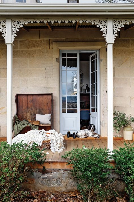 27 Country Verandahs You'll Want To Relax On Country Verandah, Verandah Ideas, Antique French Doors, Front Verandah, Victorian Interiors, Natural Homes, Georgian Architecture, Hamptons House, Door Ideas