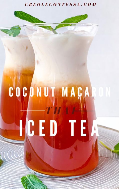 Coconut Macaron, Thai Iced Tea, Tea Drink Recipes, Drink Recipes Nonalcoholic, Iced Tea Recipes, Healthy Drinks Recipes, Iced Drinks, Thai Food, Smoothie Drinks