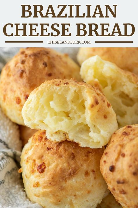 Brazilian Cheese Bread Recipe, Brazilian Cheese Bread, Cheese Bread Recipe, Pain Sans Gluten, Cheese Puffs, Bread Snacks, Bread Bun, Brazilian Food, Cheese Bread