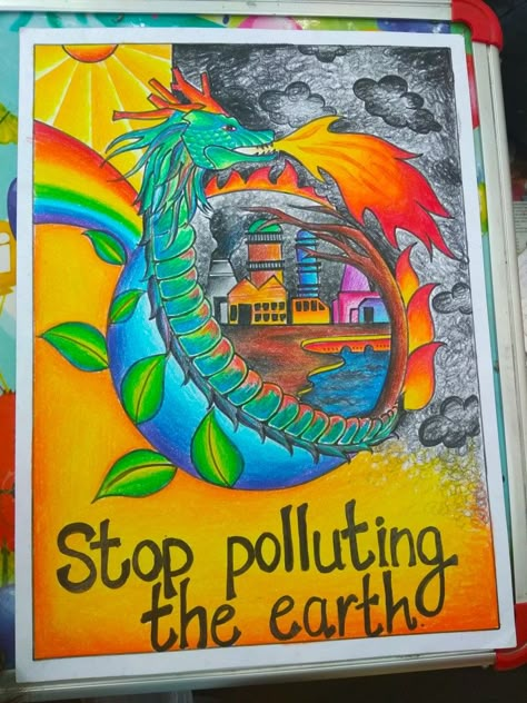 Drawing For Pollution, Nature Pollution Drawing, Air Pollution Poster Creative, Lifestyle For Environment Drawing, Van Mahotsav Posters Drawing, Stop Pollution Poster Drawing, Earth Pollution Drawing, Beat The Heat Poster Drawing, Air Pollution Poster Drawing