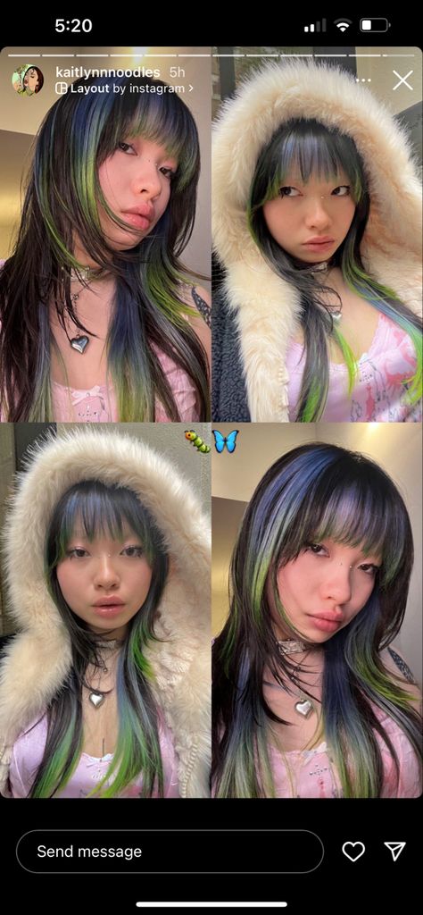 Different Bleach Dye Patterns Hair, Types Of Dyed Hair, Simple Dyed Hair Ideas, Japanese Harajuku Hair, Japanese Hair Dye Ideas, Hair Color Aesthetic Korean, Japanese Hair Color Ideas, Brown And Colored Hair, Types Of Hair Dye Style