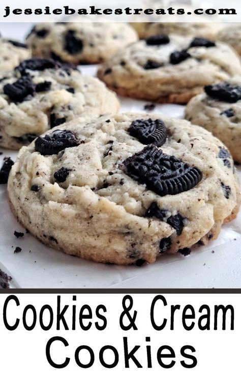 Paper Flower Ideas, Cookies And Cream Cookies, Crushed Oreo, Cream Cookies, Chewy Sugar Cookies, Oreo Recipes, Baking Recipes Cookies, Cookies N Cream Cookies, Easy Baking Recipes Desserts