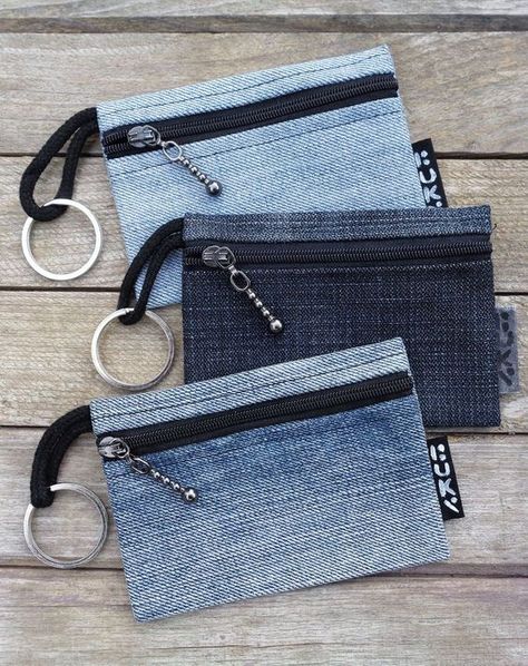 Denim Coin Purse, Denim Bag Patterns, Denim Crafts Diy, Denim Bags, Blue Jeans Crafts, Denim Purse, Denim Ideas, Bags And Purses, Recycle Jeans