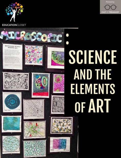 Science and art are so closely linked that it is natural to align them for arts integration. Microscopic images, in particular, can straddle the line between informative studies to works of art fit to hang on the walls of a gallery. #CultofPedagogypin Art In Science, Science Based Art Projects, Microscopic Art, Patterns Math, Glitter Paper Crafts, Science Art Projects, Stem Art, Steam Lab, The Elements Of Art