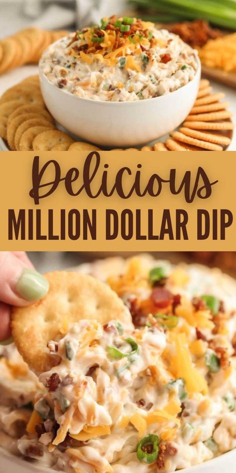 Million Dollar Dip - Eating on a Dime Million Dollar Dip, Cheap Appetizers, Chip Dip Recipes, Cold Dip Recipes, Best Dip Recipes, Appetizers Easy Dips, Eating On A Dime, Delicious Dips Recipes, Crowd Pleasing Appetizers