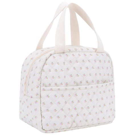 PRICES MAY VARY. ✨【BBIQI cute lunch bag】BBIQI lunch tote bag for women, quilted craft, selected floral pattern, this design is very cute and charming. ✨【Insulated material】 The lunch box uses high-quality cotton velvet material on the outside, which is more comfortable to touch, and the lining uses thickened waterproof aluminum foil, which has excellent insulation performance and can keep food fresh. ✨【Large capacity & multi-purpose】The lunch bag size is 9.06*7.48*5.51, with large capacity, whic Cute Messenger Bags For School, Cute Aesthetic Lunch Bag, Coquette Lunch Bag, Aesthetic Lunch Bags, Aesthetic Lunch, Small Lunch Bags, Lunch Boxes For Women, Food Containers Lunch, Cute Lunch Boxes