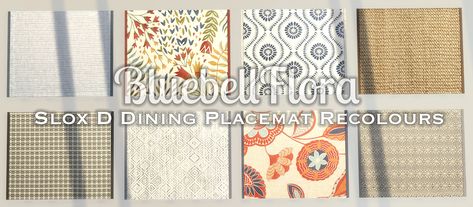 Placemat recolours – Bluebellflora Sims 4 Placemats, Kitchen Placemats, Bamboo Texture, Sims 4 Cc, Table Mats, Show Up, Crate And Barrel, Table Setting, Sims 4