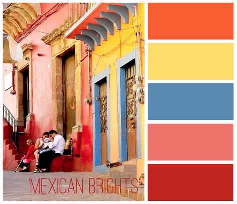 mexican brights - from littletree designs                                                                                                                                                     More Mexican Color Scheme, Mexican Color Palette, Elegant Kitchen Decor, Pioneer Woman Kitchen Decor, Mexican Interiors, Mexican Colors, Kitchen Colour, Mexican Home Decor, Decor Ikea