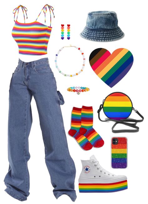 Outfit Ideas For Pride, Lgbtq Outfit, Pride Parade Outfit, Rainbow Accessories, Gay Outfit, Rainbow Outfit, Pride Outfit, Pride Parade, Cooler Look