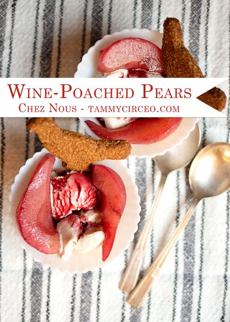 This Jacques Pépin original is simple and elegant. It is also easily adjustable for as many guests as you are serving. Tried and true! Red Wine Poached Pears, Pears In Red Wine, Pear Ice Cream, Poached Pears Recipe, Wine Poached Pears, Winter Foods, Spiced Wine, Red Wine Sauce, Fall Foods