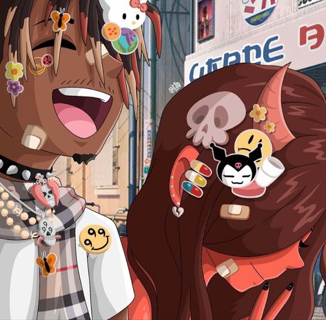 Juice Wrld Fan Art, Rapper And Anime, Hold Me Close, Gangsta Anime, Wrld 999, Best Rapper Ever, Anime Rapper, Hip Hop Artwork, Black Couple Art