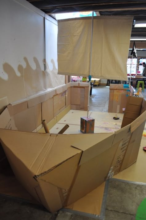 Cardboard Boats, Pirate Ships Diy, Cardboard Pirate Ship, Cardboard Boat, Homecoming Floats, Pirate Theme Party, Pirate Halloween, Pirate Day, Pirate Birthday Party