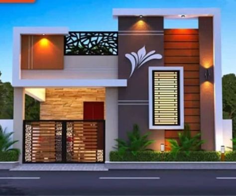 Home Elevations Modern Single Floor, Elivation Ground And First Floor, Front Evaluation Design, Front Elevation For Single Floor, Single Floor House Design Elevation North Facing, Elivation Ground Floor, Single House Elevation, Small House Front Design Elevation, Elevation Design For Single Floor