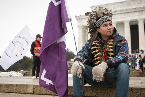 James Flores of the Oneida Nation holds his peoples tribal flag. Oneida Nation, March On Washington, Photo Slideshow, Indigenous People, International Day, First Nations, Native American, Academic Dress, Washington