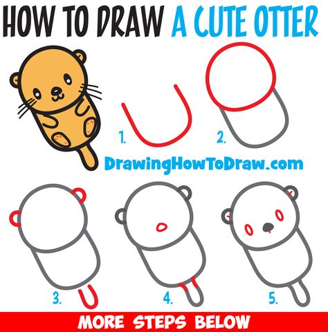 Learn How to Draw a Cute Kawaii / Chibi Cartoon Otter Floating Down the River Easy Step by Step Drawing Tutorial for Kids & Beginners Cartoon Otter, Otter Cartoon, Floating Down The River, Trin For Trin Tegning, Otter Drawing, Chibi Cartoon, Easy Step By Step Drawing, Easy Drawings For Beginners, How To Draw Steps