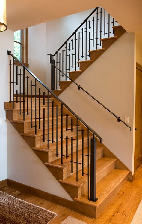 Guest House Delight Railing - Contemporary - Staircase - Other - by Benson Designs LLC | Houzz Metal Stair Railing, Interior Stair Railing, Bedroom Design Styles, Metal Railing, Cable Railing Systems, Staircase Railing Design, Contemporary Staircase, Front Door Design Wood, Interior Staircase