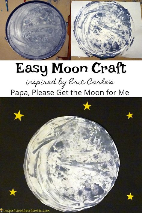 Use this easy painting technique to create a moon craft inspired by Papa, Please Get the Moon for Me by Eric Carle. Harvest Moon Party Ideas, Papa Please Get The Moon For Me Activity, Papa Please Get The Moon For Me Craft, Moon Crafts For Toddlers, Moon Art For Kids, Moon Crafts For Kids, Eric Carle Crafts, Space Lesson Plans, Simple Outer