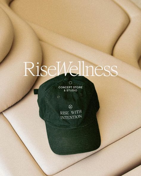 1/3 Custom Branding Design for @rise.wellnessconcept | A boutique Pilates, Yoga, Barre and Fitness studio in Doncaster, with an in-house wellness and lifestyle store. Isn't she a VIBE?! 😍 Key words: Luxurious, Cool, Minimalist, Tasteful , Organic , Authentic and Original. The Rise Wellness branding needed to be simple yet versatile enough to be transferred to print, packaging, signage and mechandise applications and I think we nailed it 🖤 A fav part of this custom design was icon itself ... Pilates Studio Name Ideas, Luxury Wellness Branding, Pilates Branding, Yoga Brands, Company Merch, Pilates Instagram, Cool Branding, Pilates Logo, Wellness Branding