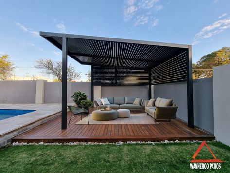 Pool Gazebo Ideas Cabanas, Cabana Ideas Backyard, Slat Fencing, Modern Pergola Designs, Pool Gazebo, Pool Pergola, Modern Pool House, Modern Gazebo, Pool House Designs