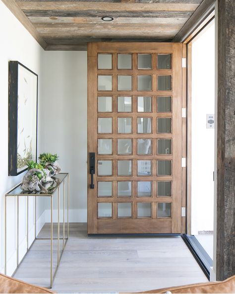 Sharing some of our favorite natural wood doors today on the blog.  Head to Beckiowens.com for all the details. 📷 #1 @brookewagnerdesign and #2 @grandfather_homes 🖤 swipe to see both Natural Wood Doors, Brooke Wagner, Reclaimed Wood Door, Farmhouse Front Door, Wood Front Doors, Modern Ranch, Front Door Design, House Doors, Wood Door