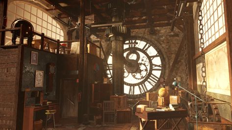 Division Agent, Interior Concept Art, 19th Century England, Art Exploration, Steampunk Artwork, Architectural History, Steampunk Clock, Concept Art Tutorial, Top Floor