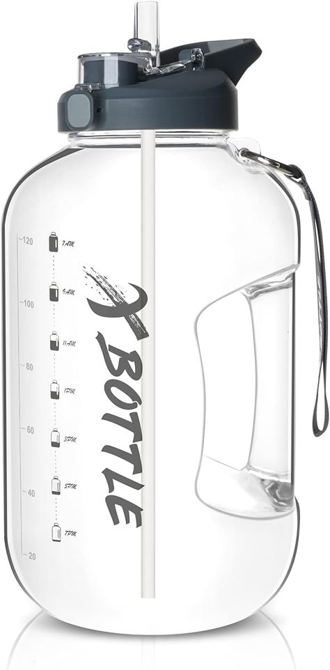 128oz Large Capacity Water bottle -This sturdy big water bottle holds 1 gallon of water to meet the a whole-day water intake and fitness hydration needs of 2 adults and ensures you enjoy one water jug without having to refill it frequently especially when you’re working in office or training hard outdoors & indoors. The ergonomic handle built-in allows for easy water transportation, perfect for carrying out to do outdoor practice and activities on hot summer days. 1 Gallon Water Bottle, Big Water Bottle, Daily Water Intake, Water Bottle Brands, Large Water Bottle, Gallon Water Bottle, Filtered Water Bottle, Gallon Of Water, Bottle With Straw