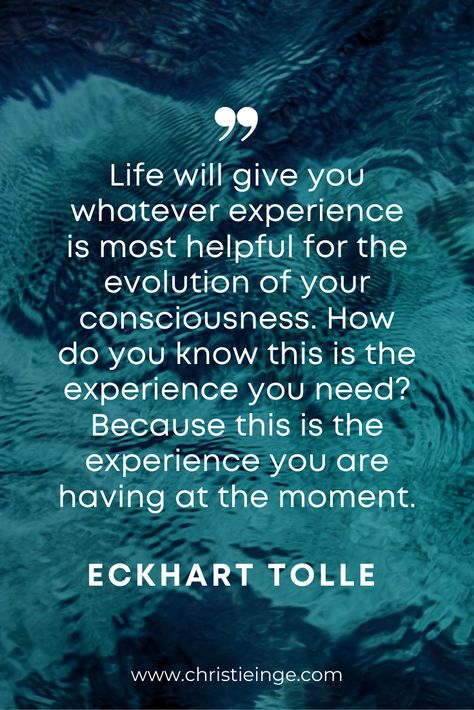 Eckhart Tolle quote about living in the present moment: Life will give you whatever experience is most helpful for the evolution of your consciousness. How do you know this is the experience you need? Because this is the experience you are having at the moment. (Human Design Gate 20 Vibes) Peace Within Quotes, Gate 29 Human Design, Quotes About Being Self Conscious, Being In The Moment Quotes, Self Conscious Quotes, Living In The Present Quotes, Gate 9 Human Design, Gate 12 Human Design, Present Moment Quotes