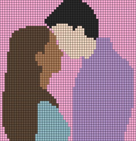 Cross Stitch Love Couple, Couple Pixel Art, Art Love Couple, Crochet Wall Art, Couple Silhouette, Easy Pixel Art, Beautiful Cross Stitch Pattern, Cool Pixel Art, Pixel Art Templates