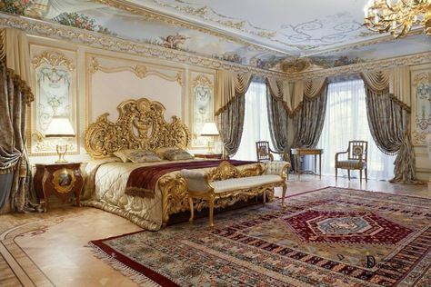 Baroque Bedroom, Baroque Interior Design, Baroque Interior, Rich Decor, Baroque Decor, Classical Interior, Roof Architecture, Baroque Design, Carved Furniture