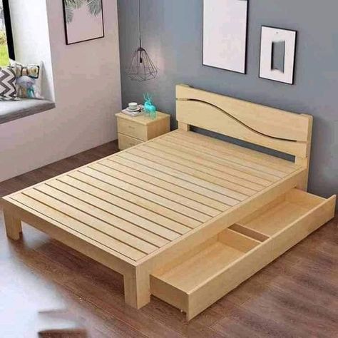 Bed Frames Ideas, Baby Cot Bed, Simple Bed Designs, Simple Bed Frame, Frames Ideas, Box Bed Design, Bed Baby, Wooden Beds, Bed Interior