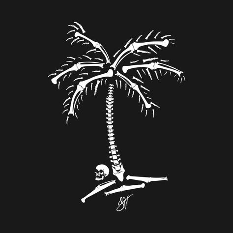 Tree Tat, Pirate Tattoo, Bone Tattoos, Halloween Merchandise, Palm Tree Tattoo, Fabric Gift Wrap, Tee Tree, Halloween T Shirts, Tree Graphic