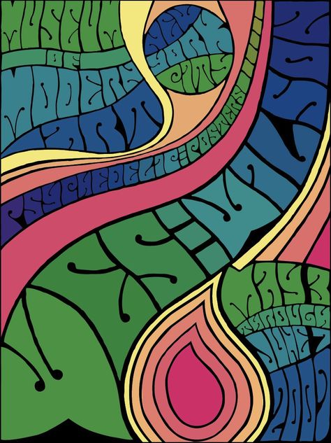 I chose this Wes Wilson poster as inspiration because it shows how to make the text a focal point of your poster. 70s Typography, Wes Wilson, 70s Poster, Hippie Posters, Scrapbook Art, Futuristic Art, Rock Posters, Vintage Typography, Hippie Art