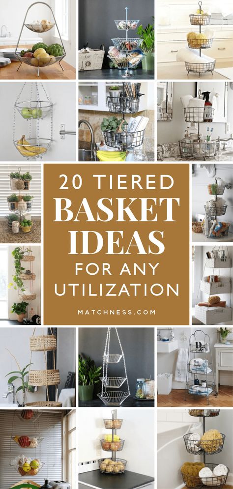 Small Basket Decor Ideas, Basket Decor Living Room, Metal Basket Decor Ideas, Small Basket Decor, 3 Tier Basket Stand, Metal Basket Decor, Wire Basket Decor Ideas, Wicker Basket Decor Ideas, Wire Basket Decor