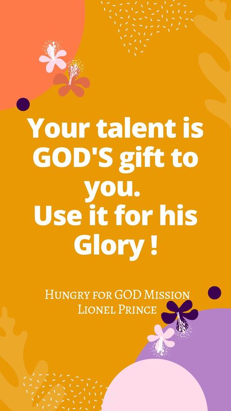 We all have Talents, think about it ! #hungryforgodmission #hungryforGod #lionelprince #itsallaboutJesus #gospel #trueGod #God #bibleverse #bible #motivation #trending #talent #think #glory #useit #motivationalquotes #motivational #motivationalwords #motivated #dailymotivation #dailyinspiration #biblestudy Bible Motivation, Think About It, Motivational Words, Daily Motivation, Daily Inspiration, Bible Study, Verses, Bible Verses, Motivational Quotes