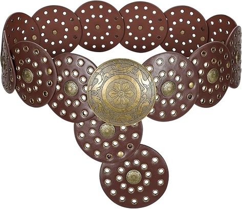 LEACOOLKEY Women's Boho Disc Belt Wide Western Leather Belt Vintage Concho Waist Belt for Dress Jeans at Amazon Women’s Clothing store Vintage Western Dress, Disc Belt, Boho Belts, Vintage Leather Belts, Concho Belt, Belt For Women, Rhinestone Belt, Vintage Cowboy, Belt Design