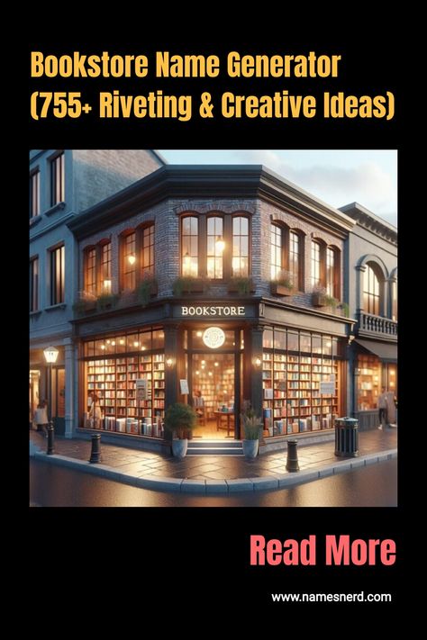 Open a chapter to your literary adventure with our Bookstore Name Generator. Creative, catchy names to attract book lovers. Bookstore Names Ideas, Bookstore Names, Page Turner Books, Literary Names, Shop Name Ideas, Catchy Names, Aesthetic Names, Name Generator, Unique Book