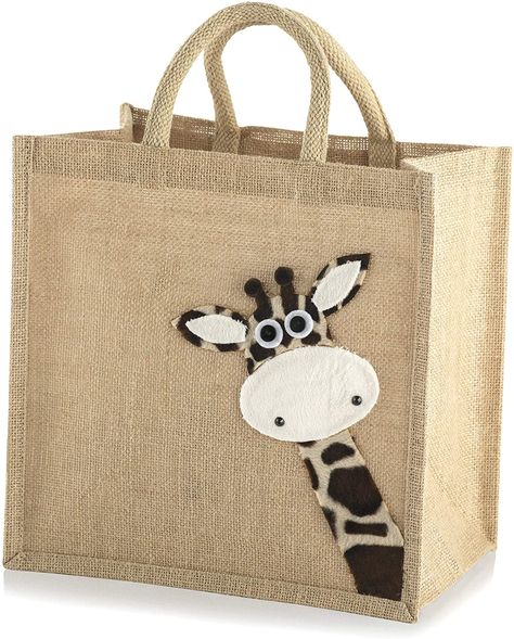 Jute Bags Design, Jute Shopping Bags, Giraffe Design, Handpainted Bags, Jute Totes, Eco Friendly Bags, Giraffe Print, Eco Bag, Jute Bags