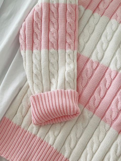 Cute Products, White Cable Knit Sweater, Strawberry Cream, Beautiful Sweater, Favorite Sweater, Cream Sweater, Strawberries And Cream, Cable Knit Sweater, Pink Shorts